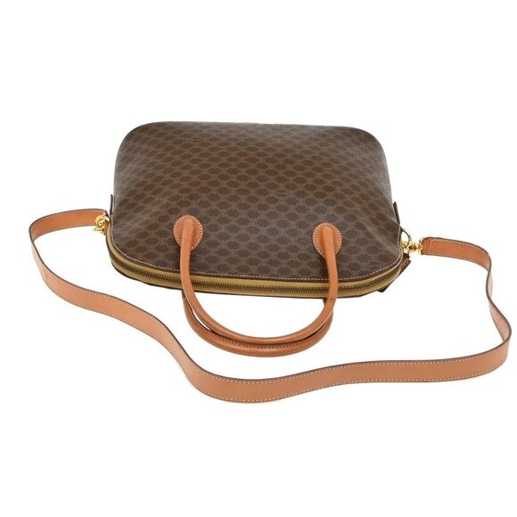 CELINE Macadam Pattern 2Way Shoulder Bag PVC Leather Brown Italy GHW 31TA030 - Picture 5 of 16